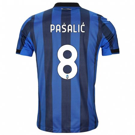 Kandiny Enfant Maillot Mario Pasalic #8 Noir Bleu Tenues Domicile 2023/24 T-Shirt