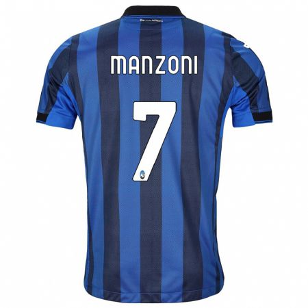 Kandiny Enfant Maillot Alberto Manzoni #7 Noir Bleu Tenues Domicile 2023/24 T-Shirt