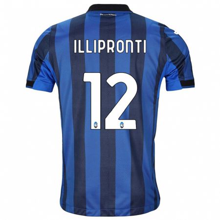 Kandiny Enfant Maillot Filippo Illipronti #12 Noir Bleu Tenues Domicile 2023/24 T-Shirt
