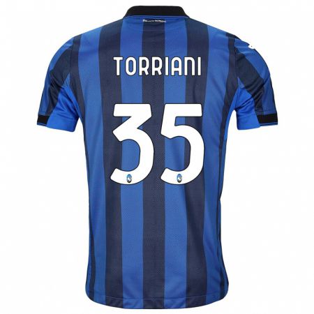 Kandiny Enfant Maillot Andrea Torriani #35 Noir Bleu Tenues Domicile 2023/24 T-Shirt