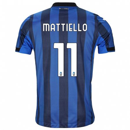 Kandiny Enfant Maillot Federico Mattiello #11 Noir Bleu Tenues Domicile 2023/24 T-Shirt