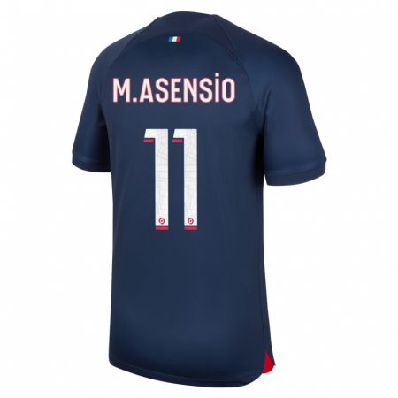 Kandiny Enfant Maillot Marco Asensio #11 Bleu Rouge Tenues Domicile 2023/24 T-Shirt