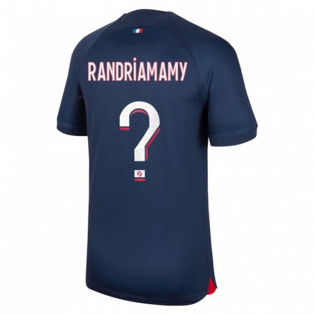 Kandiny Enfant Maillot Mathyas Randriamamy #0 Bleu Rouge Tenues Domicile 2023/24 T-Shirt