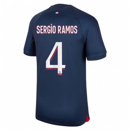 Kandiny Enfant Maillot Sergio Ramos #4 Bleu Rouge Tenues Domicile 2023/24 T-Shirt