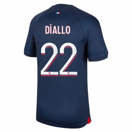 Kandiny Enfant Maillot Abdou Diallo #22 Bleu Rouge Tenues Domicile 2023/24 T-Shirt
