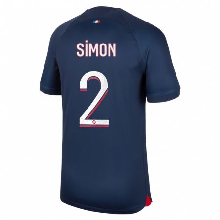 Kandiny Enfant Maillot Benedicte Simon #2 Bleu Rouge Tenues Domicile 2023/24 T-Shirt