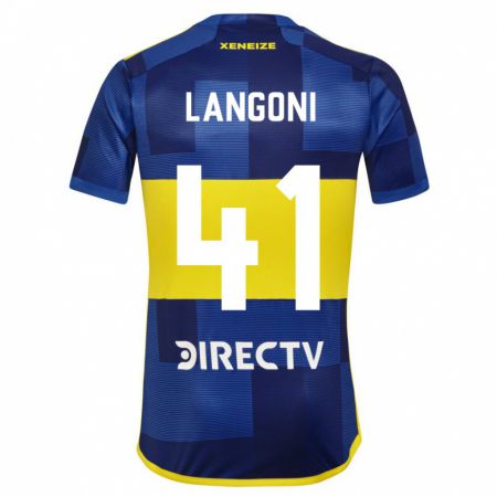 Kandiny Enfant Maillot Luca Langoni #41 Bleu Foncé Jaune Tenues Domicile 2023/24 T-Shirt