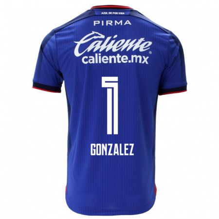 Kandiny Enfant Maillot Itzayana Gonzalez #1 Bleu Tenues Domicile 2023/24 T-Shirt