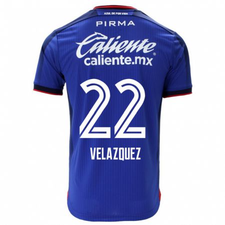 Kandiny Enfant Maillot Hireri Velazquez #22 Bleu Tenues Domicile 2023/24 T-Shirt