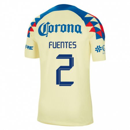 Kandiny Enfant Maillot Luis Fuentes #2 Jaune Tenues Domicile 2023/24 T-Shirt