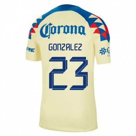 Kandiny Enfant Maillot Itzel Gonzalez #23 Jaune Tenues Domicile 2023/24 T-Shirt