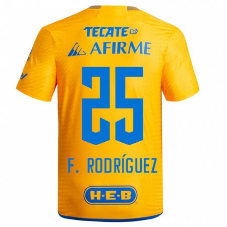 Kandiny Enfant Maillot Felipe Rodríguez #25 Jaune Tenues Domicile 2023/24 T-Shirt