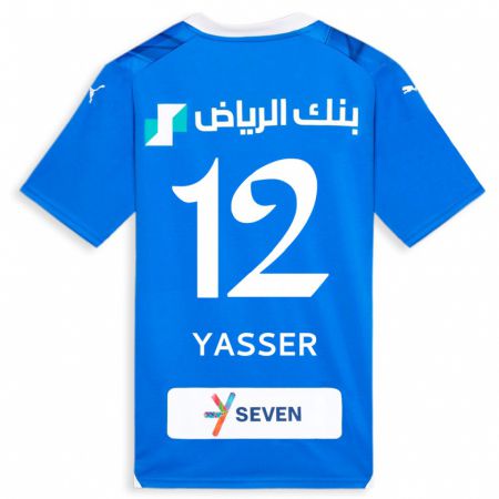 Kandiny Enfant Maillot Yasser Al-Shahrani #12 Bleu Tenues Domicile 2023/24 T-Shirt