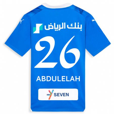 Kandiny Enfant Maillot Abdulelah Al-Malki #26 Bleu Tenues Domicile 2023/24 T-Shirt
