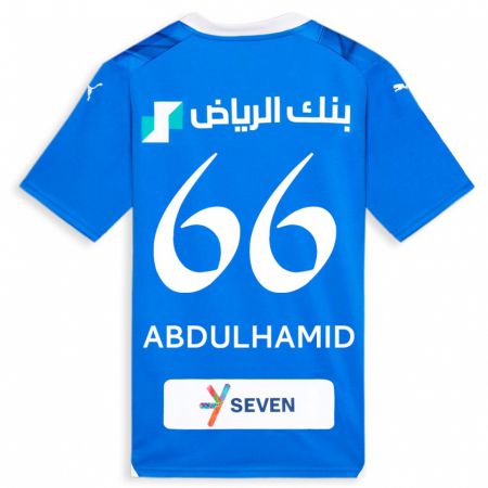 Kandiny Enfant Maillot Saud Abdulhamid #66 Bleu Tenues Domicile 2023/24 T-Shirt