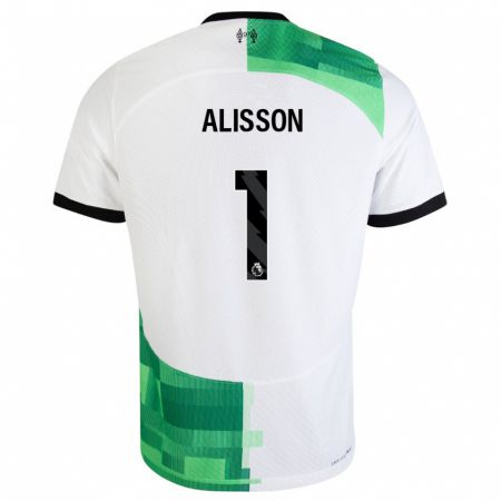 Kandiny Enfant Maillot Alisson #1 Blanc Vert Tenues Extérieur 2023/24 T-Shirt