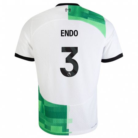 Kandiny Enfant Maillot Wataru Endo #3 Blanc Vert Tenues Extérieur 2023/24 T-Shirt