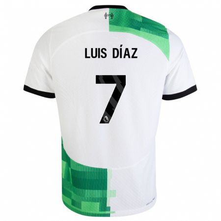 Kandiny Enfant Maillot Luis Díaz #7 Blanc Vert Tenues Extérieur 2023/24 T-Shirt