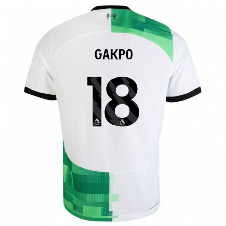 Kandiny Enfant Maillot Cody Gakpo #18 Blanc Vert Tenues Extérieur 2023/24 T-Shirt