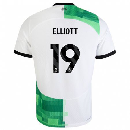 Kandiny Enfant Maillot Harvey Elliott #19 Blanc Vert Tenues Extérieur 2023/24 T-Shirt