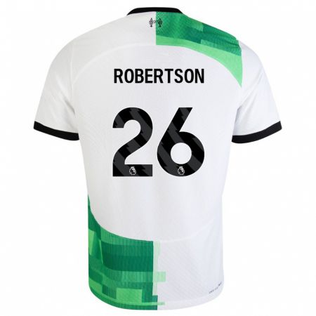 Kandiny Enfant Maillot Andrew Robertson #26 Blanc Vert Tenues Extérieur 2023/24 T-Shirt