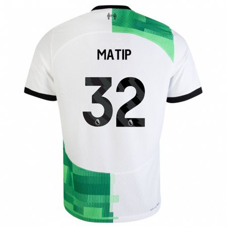 Kandiny Enfant Maillot Joel Matip #32 Blanc Vert Tenues Extérieur 2023/24 T-Shirt