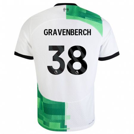 Kandiny Enfant Maillot Ryan Gravenberch #38 Blanc Vert Tenues Extérieur 2023/24 T-Shirt