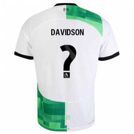Kandiny Enfant Maillot Josh Davidson #0 Blanc Vert Tenues Extérieur 2023/24 T-Shirt