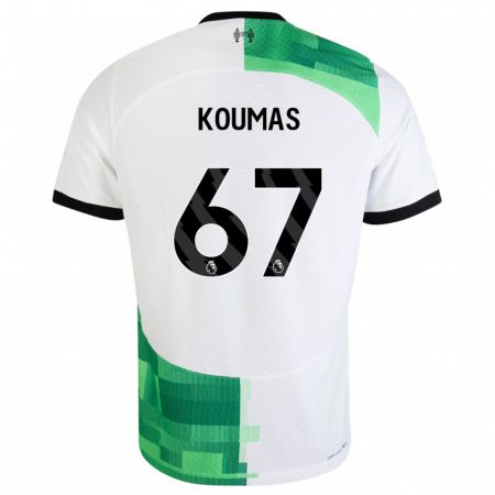 Kandiny Enfant Maillot Lewis Koumas #67 Blanc Vert Tenues Extérieur 2023/24 T-Shirt