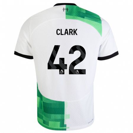 Kandiny Enfant Maillot Bobby Clark #42 Blanc Vert Tenues Extérieur 2023/24 T-Shirt