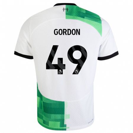 Kandiny Enfant Maillot Kaide Gordon #49 Blanc Vert Tenues Extérieur 2023/24 T-Shirt