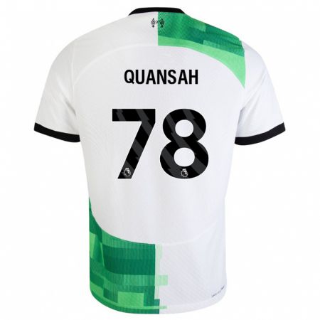 Kandiny Enfant Maillot Jarell Quansah #78 Blanc Vert Tenues Extérieur 2023/24 T-Shirt