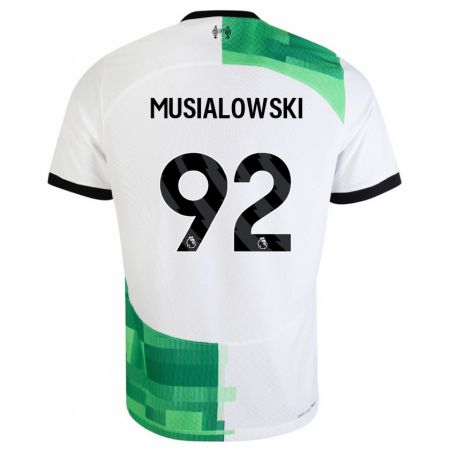 Kandiny Enfant Maillot Mateusz Musialowski #92 Blanc Vert Tenues Extérieur 2023/24 T-Shirt