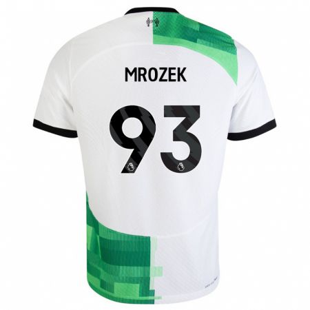 Kandiny Enfant Maillot Fabian Mrozek #93 Blanc Vert Tenues Extérieur 2023/24 T-Shirt