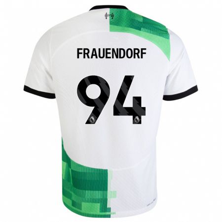 Kandiny Enfant Maillot Melkamu Frauendorf #94 Blanc Vert Tenues Extérieur 2023/24 T-Shirt