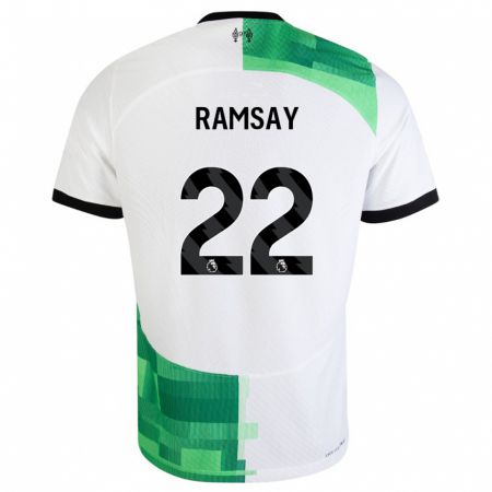 Kandiny Enfant Maillot Calvin Ramsay #22 Blanc Vert Tenues Extérieur 2023/24 T-Shirt