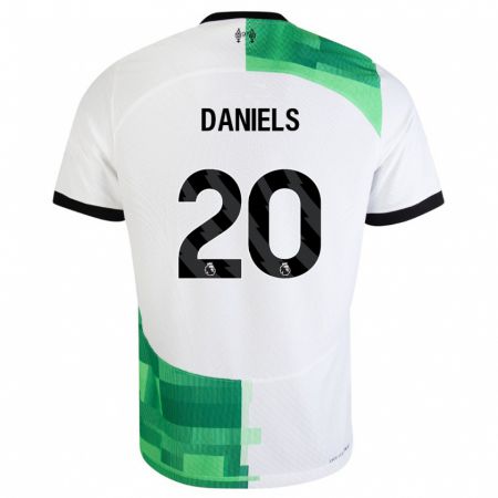 Kandiny Enfant Maillot Yana Daniels #20 Blanc Vert Tenues Extérieur 2023/24 T-Shirt