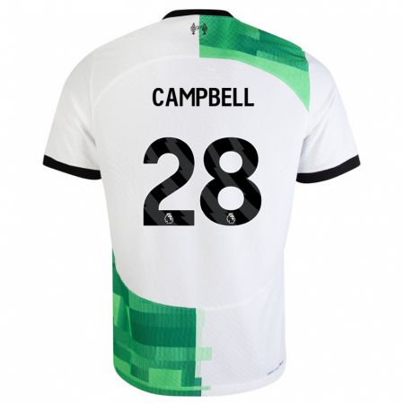 Kandiny Enfant Maillot Megan Campbell #28 Blanc Vert Tenues Extérieur 2023/24 T-Shirt