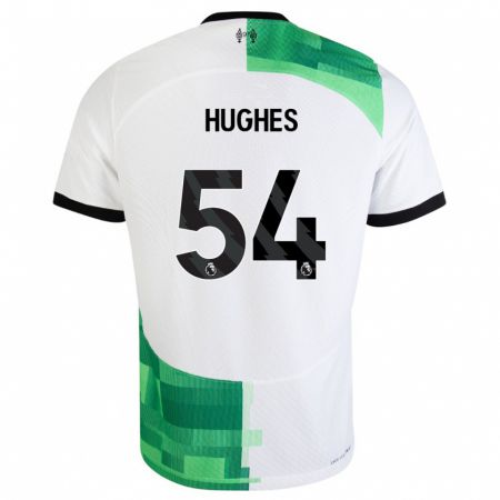 Kandiny Enfant Maillot Liam Hughes #54 Blanc Vert Tenues Extérieur 2023/24 T-Shirt