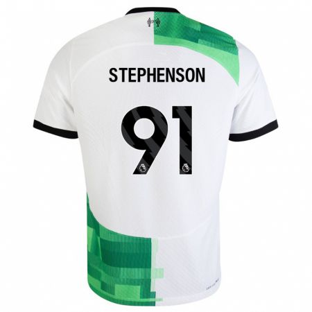 Kandiny Enfant Maillot Luca Stephenson #91 Blanc Vert Tenues Extérieur 2023/24 T-Shirt