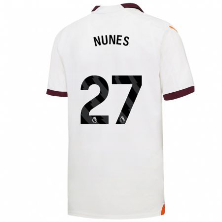 Kandiny Enfant Maillot Matheus Nunes #27 Blanc Tenues Extérieur 2023/24 T-Shirt