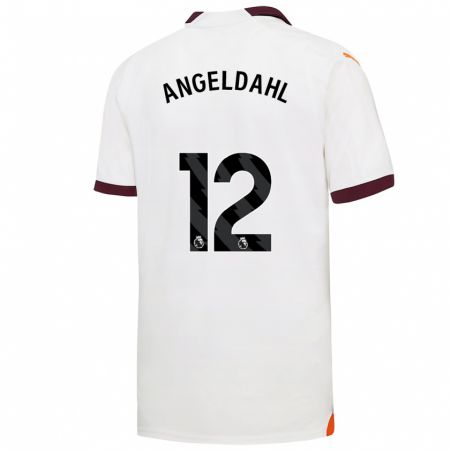 Kandiny Enfant Maillot Filippa Angeldahl #12 Blanc Tenues Extérieur 2023/24 T-Shirt