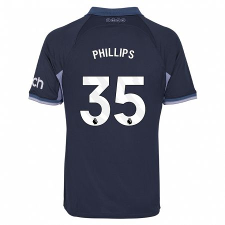 Kandiny Enfant Maillot Ashley Phillips #35 Bleu Foncé Tenues Extérieur 2023/24 T-Shirt