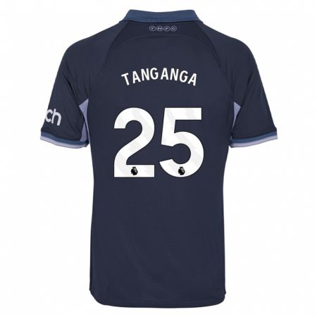 Kandiny Enfant Maillot Japhet Tanganga #25 Bleu Foncé Tenues Extérieur 2023/24 T-Shirt