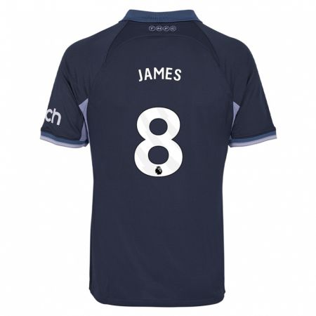 Kandiny Enfant Maillot Angharad James #8 Bleu Foncé Tenues Extérieur 2023/24 T-Shirt