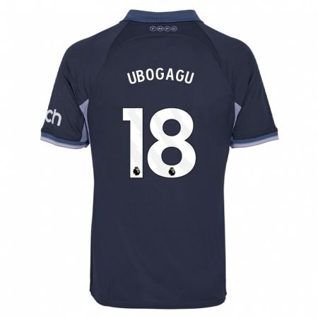 Kandiny Enfant Maillot Chioma Ubogagu #18 Bleu Foncé Tenues Extérieur 2023/24 T-Shirt
