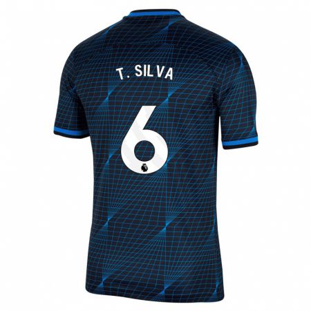 Kandiny Enfant Maillot Thiago Silva #6 Bleu Foncé Tenues Extérieur 2023/24 T-Shirt
