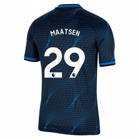 Kandiny Enfant Maillot Ian Maatsen #29 Bleu Foncé Tenues Extérieur 2023/24 T-Shirt