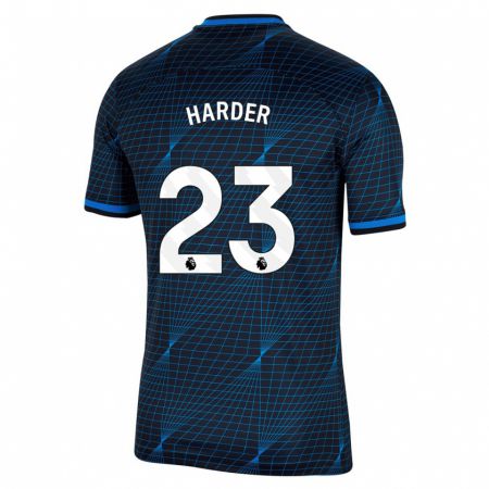 Kandiny Enfant Maillot Pernille Harder #23 Bleu Foncé Tenues Extérieur 2023/24 T-Shirt
