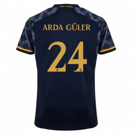 Kandiny Enfant Maillot Arda Güler #24 Bleu Foncé Tenues Extérieur 2023/24 T-Shirt